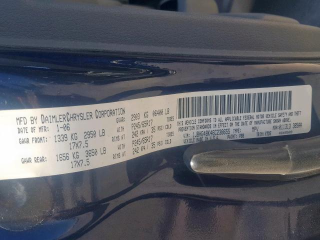 1J8HG48K46C238655 - 2006 JEEP COMMANDER ლურჯი ფოტო 10