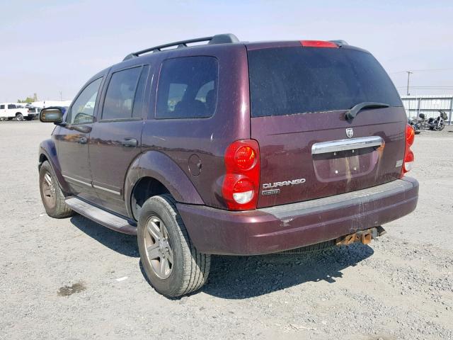 1D4HB58DX5F601487 - 2005 DODGE DURANGO LI MAROON photo 3