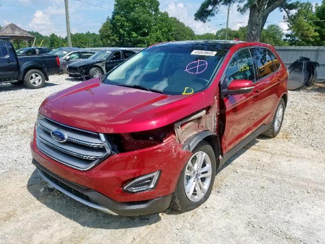 2FMTK3J99FBB79244 - 2015 FORD EDGE SEL RED photo 2