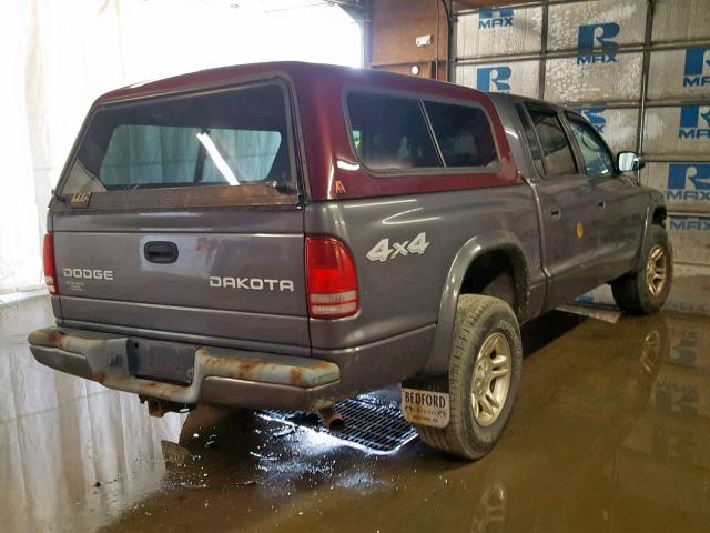 1D7HG38N24S580853 - 2004 DODGE DAKOTA QUA GRAY photo 4