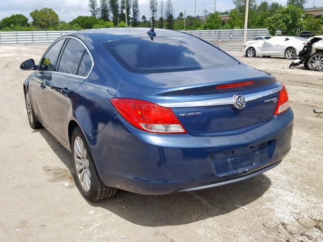 W04GR5EC6B1100731 - 2011 BUICK REGAL CXL BLUE photo 3