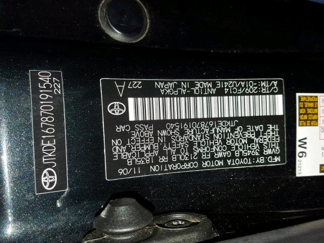 JTKDE167870191540 - 2007 TOYOTA SCION TC Noir photo 10