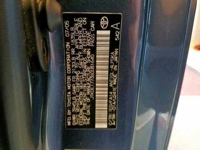 JTKDE177360081640 - 2006 TOYOTA SCION TC გრაფიტი ფოტო 10