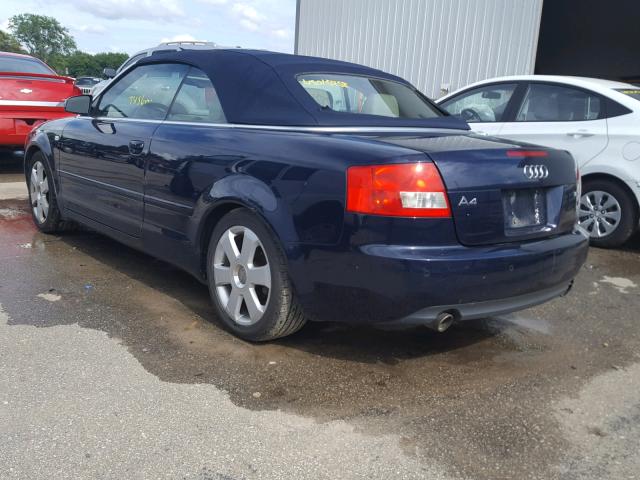 WAUAC48H96K005270 - 2006 AUDI A4 1.8 CAB BLUE photo 3