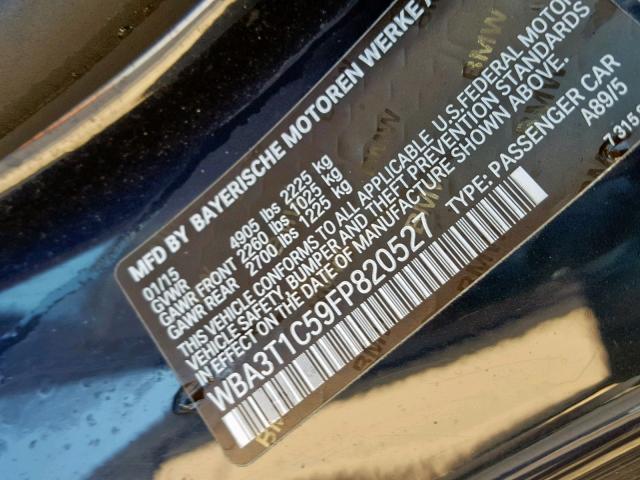 WBA3T1C59FP820527 - 2015 BMW 428 XI SUL BLUE photo 10