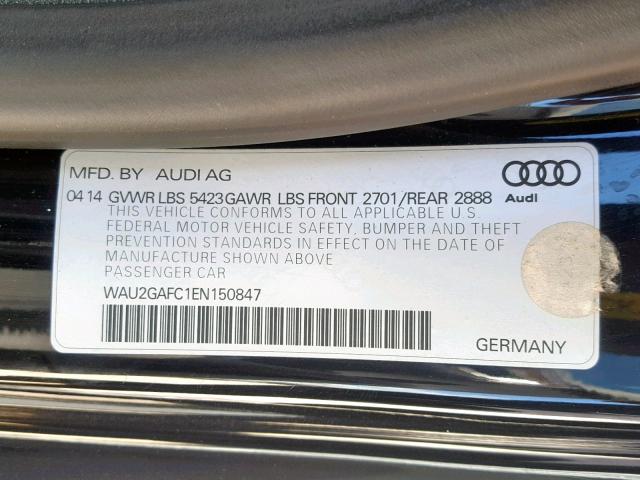 WAU2GAFC1EN150847 - 2014 AUDI A7 PRESTIG BLACK photo 10