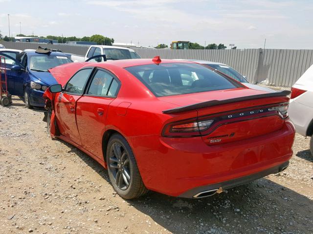 2C3CDXJG1KH523973 - 2019 DODGE CHARGER SX RED photo 3