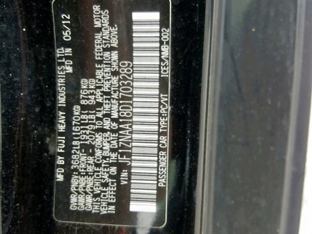 JF1ZNAA18D1703289 - 2013 TOYOTA SCION FR-S BLACK photo 10