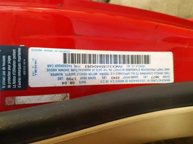 3VWCK31C85M404263 - 2005 VOLKSWAGEN NEW BEETLE Qırmızı foto 10