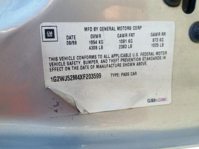 1G2WJ52M4XF203599 - 1999 PONTIAC GRAND PRIX SILVER photo 10