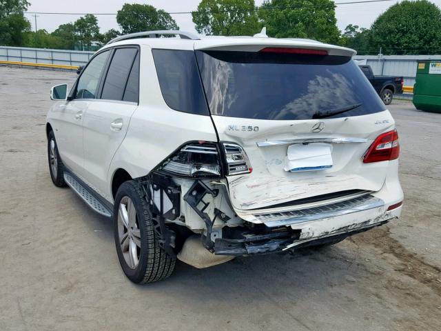 4JGDA5HB8CA040032 - 2012 MERCEDES-BENZ ML 350 4MA WHITE photo 3