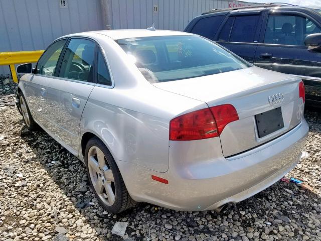 WAUDH78E88A169253 - 2008 AUDI A4 3.2 QUA SILVER photo 3