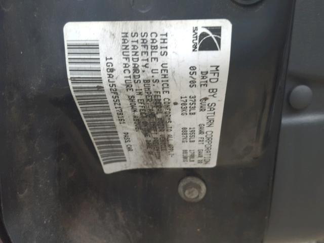 1G8AJ52F55Z178161 - 2005 SATURN ION LEVEL RED photo 10