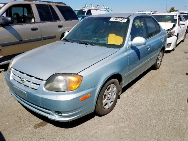 KMHCG45C94U569538 - 2004 HYUNDAI ACCENT GL BLUE photo 2