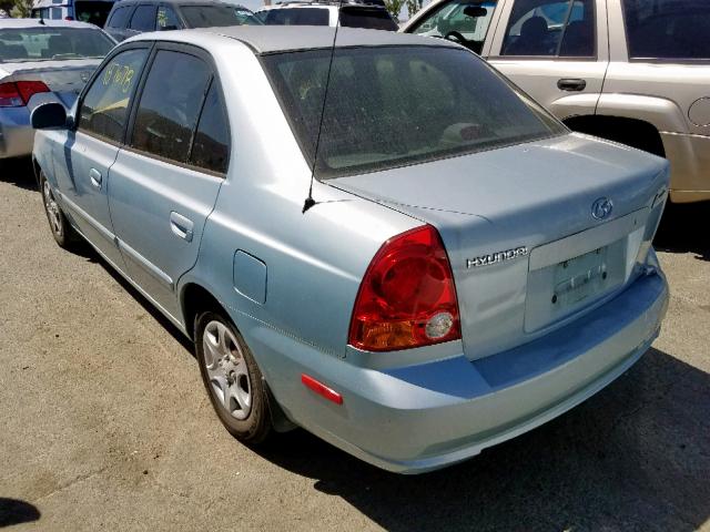 KMHCG45C94U569538 - 2004 HYUNDAI ACCENT GL BLUE photo 3