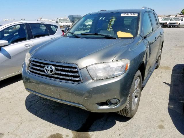 JTEDS43A782049182 - 2008 TOYOTA HIGHLANDER GREEN photo 2