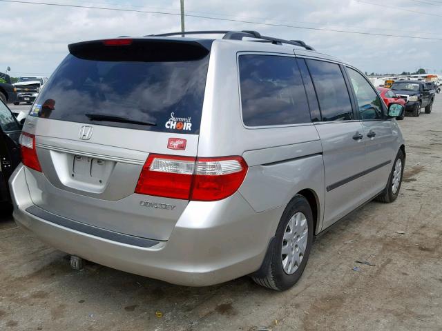 5FNRL38225B125080 - 2005 HONDA ODYSSEY LX SILVER photo 4