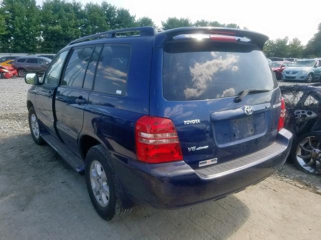 JTEHF21A920083768 - 2002 TOYOTA HIGHLANDER BLUE photo 3