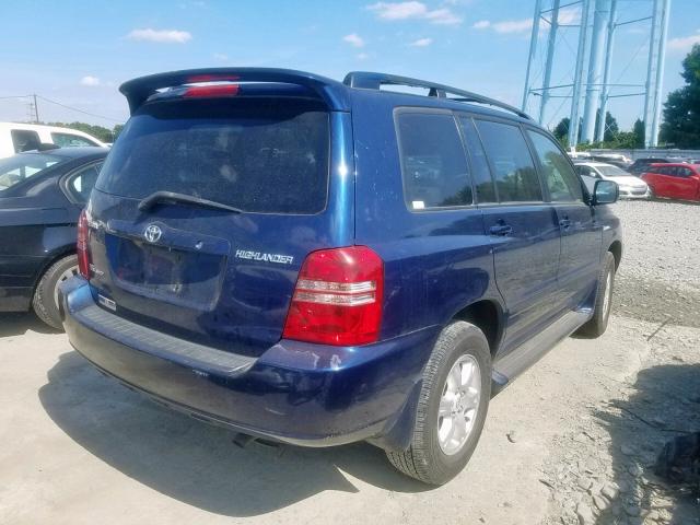 JTEHF21A920083768 - 2002 TOYOTA HIGHLANDER BLUE photo 4