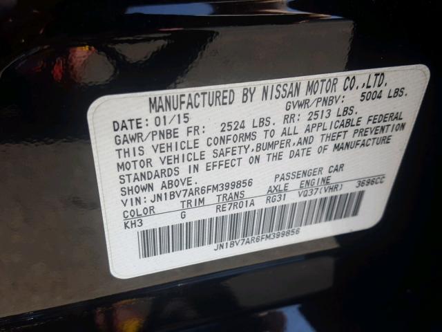 JN1BV7AR6FM399856 - 2015 INFINITI Q50 BASE BLACK photo 10