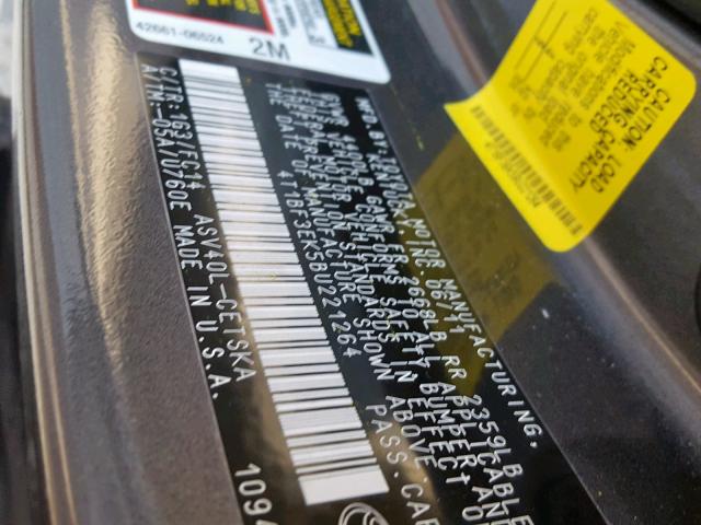 4T1BF3EK5BU221264 - 2011 TOYOTA CAMRY BASE CHARCOAL photo 10