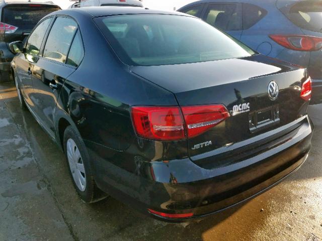 3VW2K7AJ5FM345921 - 2015 VOLKSWAGEN JETTA BASE BLACK photo 3