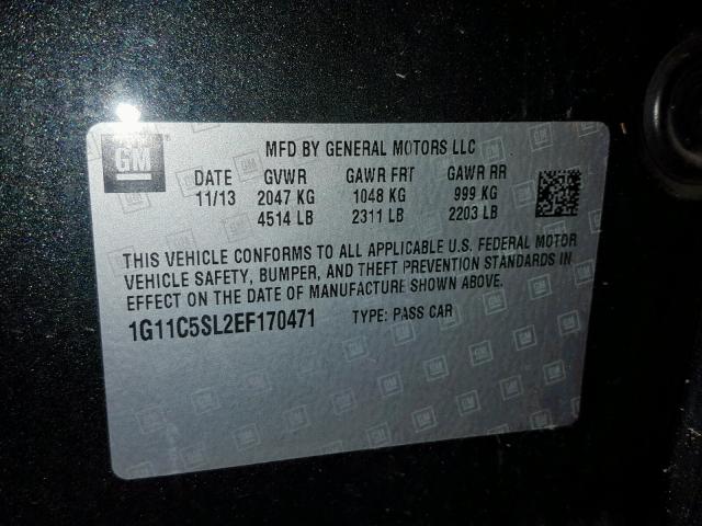 1G11C5SL2EF170471 - 2014 CHEVROLET MALIBU 1LT GRAY photo 10