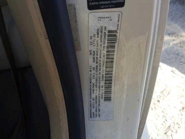 3VWRF31Y76M311357 - 2006 VOLKSWAGEN NEW BEETLE Bej foto 10