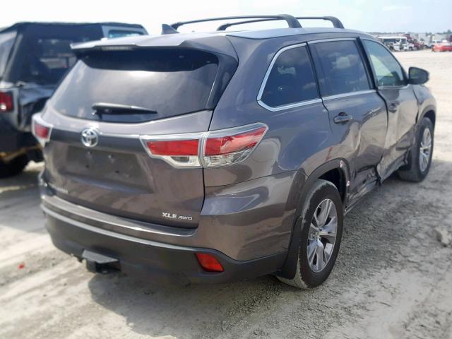 5TDJKRFH3FS093280 - 2015 TOYOTA HIGHLANDER GRAY photo 4