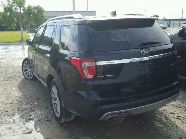 1FM5K7F83GGC06190 - 2016 FORD EXPLORER L BLACK photo 3