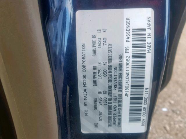 JM1BC1410W0173082 - 1998 MAZDA PROTEGE DX BLUE photo 10