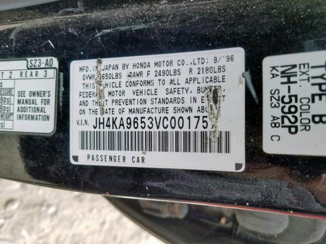 JH4KA9653VC001757 - 1997 ACURA 3.5RL BLACK photo 10