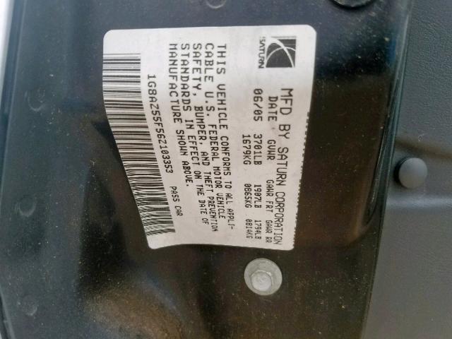1G8AZ55F56Z103353 - 2006 SATURN ION LEVEL SILVER photo 10