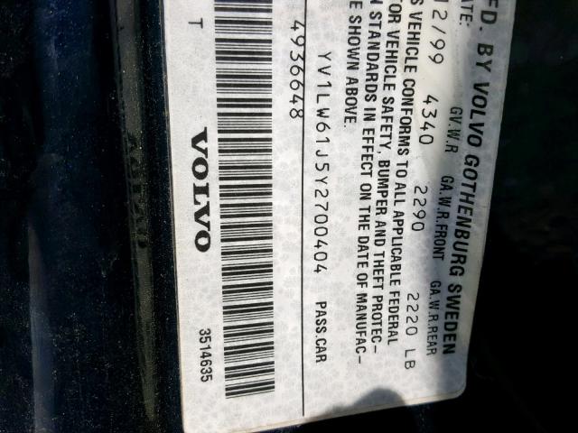 YV1LW61J5Y2700404 - 2000 VOLVO V70 BASE BLUE photo 10