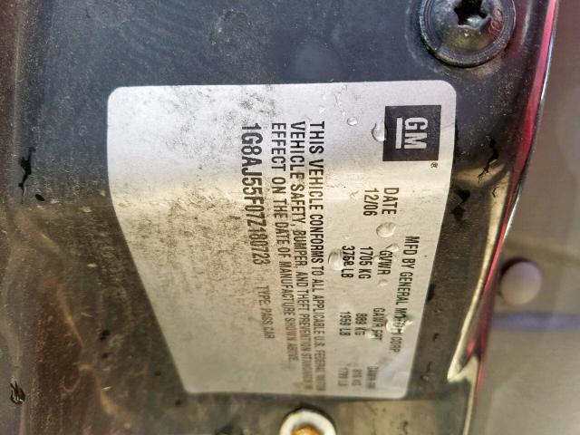 1G8AJ55F07Z180723 - 2007 SATURN ION LEVEL BURGUNDY photo 10