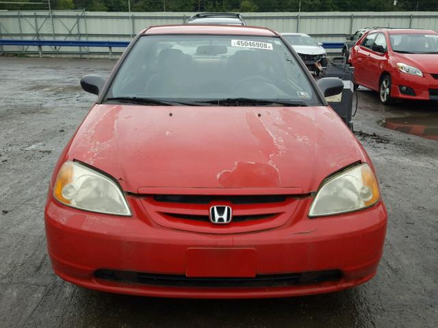 1HGEM21261L070769 - 2001 HONDA CIVIC DX RED photo 9