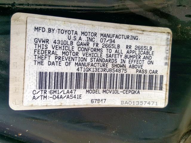 4T1GK13E3RU854875 - 1994 TOYOTA CAMRY XLE GREEN photo 10