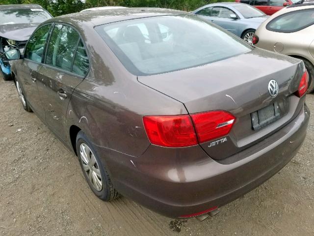 3VW2K7AJ9BM091415 - 2011 VOLKSWAGEN JETTA BASE 棕色 照片 3