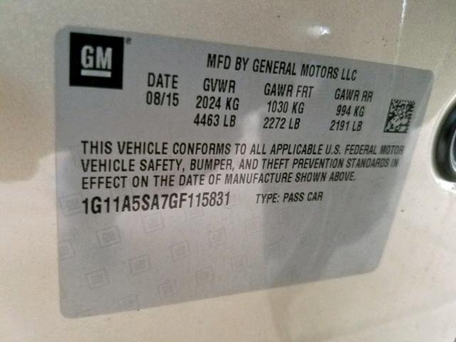 1G11A5SA7GF115831 - 2016 CHEVROLET MALIBU LIM 金色 照片 10