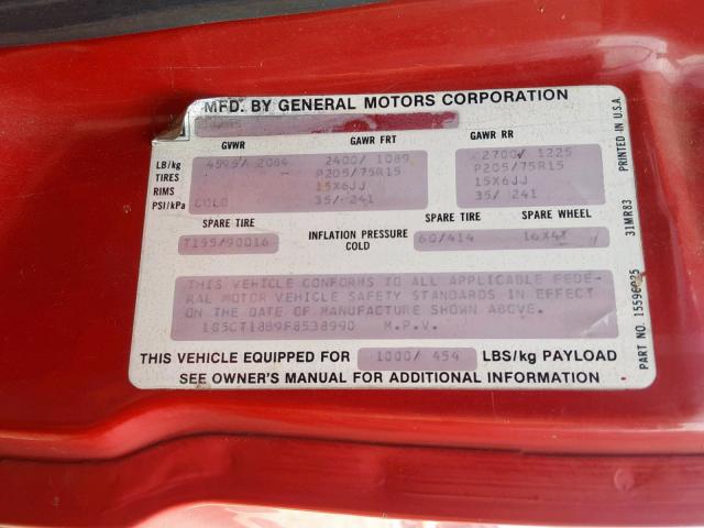 1G5CT18B9F8538990 - 1985 GMC S15 JIMMY RED photo 10