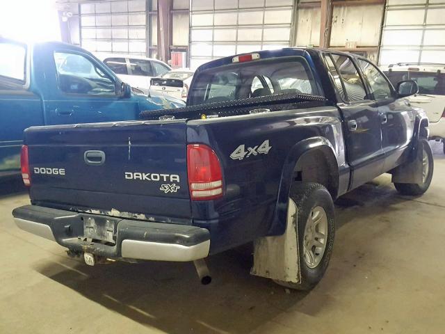 1D7HG38N04S770439 - 2004 DODGE DAKOTA QUA BLUE photo 4