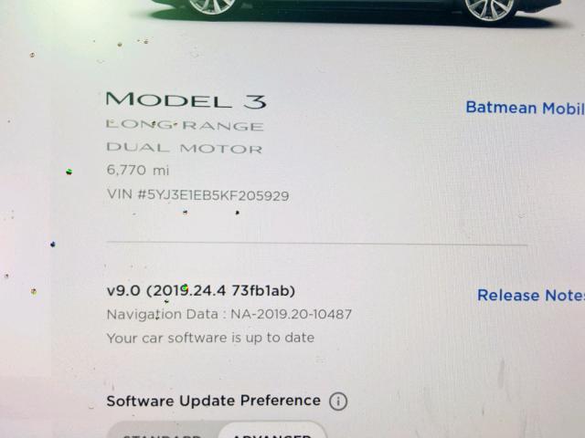 5YJ3E1EB5KF205929 - 2019 TESLA MODEL 3 GRAY photo 8