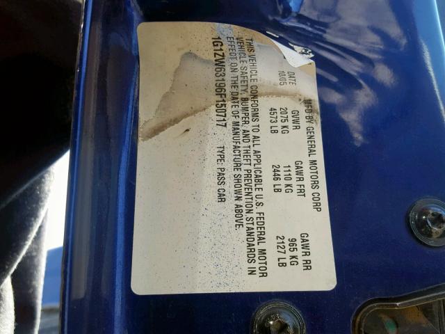 1G1ZW63196F150717 - 2006 CHEVROLET MALIBU MAX 蓝色 照片 10