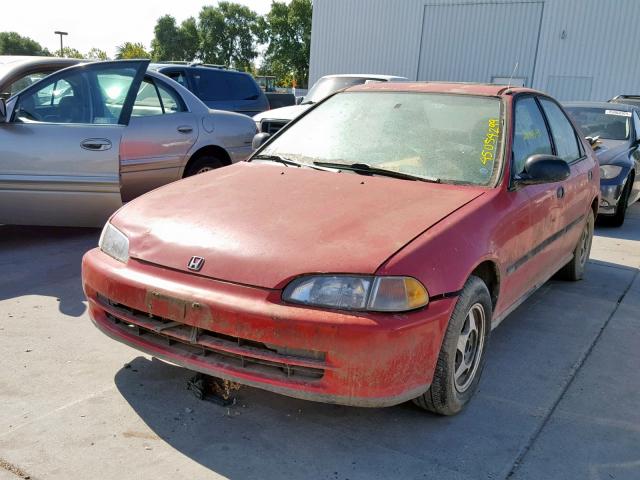 1HGEG8649SL048271 - 1995 HONDA CIVIC DX RED photo 2