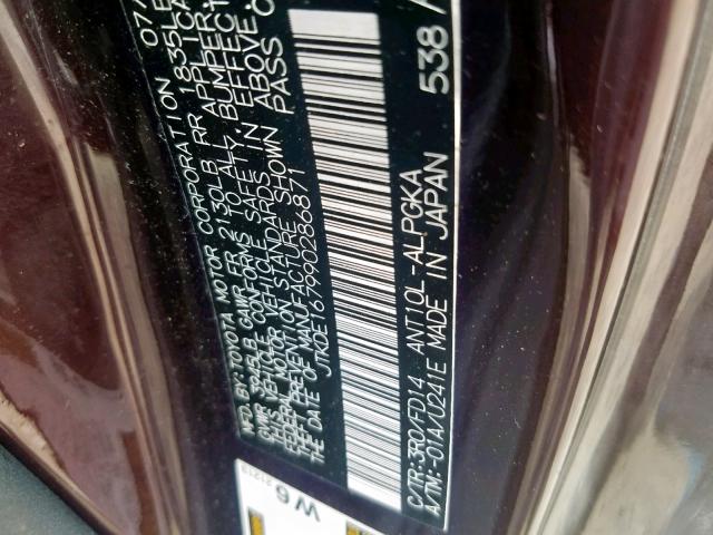 JTKDE167990286871 - 2009 TOYOTA SCION TC ბურგუნდია ფოტო 10