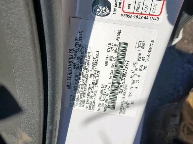 3LNDL2L37BR775999 - 2011 LINCOLN MKZ HYBRID WHITE photo 10