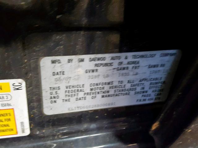 KL1TD66628B006891 - 2008 CHEVROLET AVEO BASE Qara foto 10