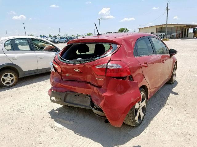 KNADN5A35F6420980 - 2015 KIA RIO EX RED photo 4