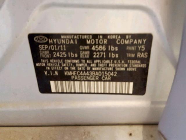 KMHEC4A43BA015042 - 2011 HYUNDAI SONATA HYB SILVER photo 10