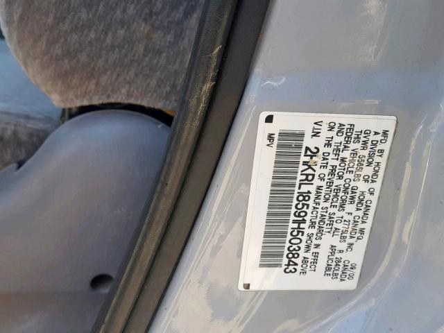 2HKRL18591H503843 - 2001 HONDA ODYSSEY LX SILVER photo 10